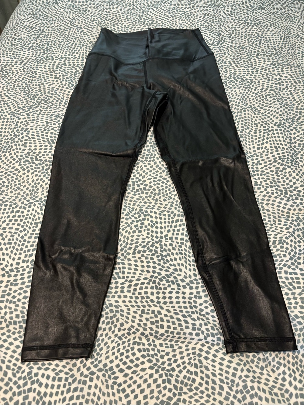 High-Waist Faux Leather Leggings - Black